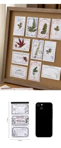 Blocco note botanico vintage e set di adesivi di piante per decorazione di diario.
