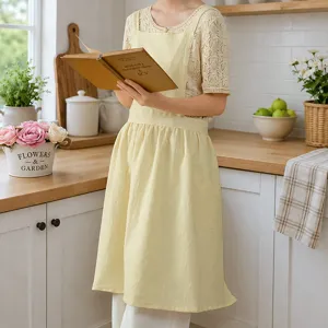 Pure Cotton Waterproof Oil Proof Apron For Women Sleeveless Kitchen Cooking Bib Minimalist Solid Color Chef Apron