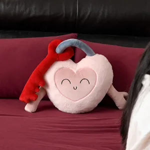 Heart shaped plush pillow cute key design soft cushion for sofa bedroom decor gift idea