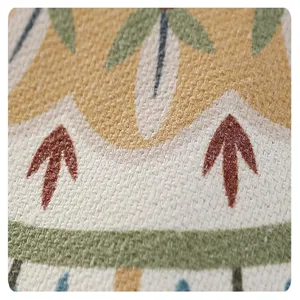 Nordic minimalist geometric pattern printed pouf cushion detail close-up fabric texture
