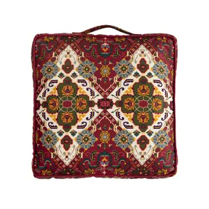 Vintage ethnic style square floor cushion tatami pouf comfortable seat pad for home