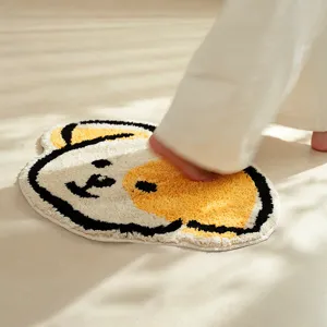 Cute cartoon microfiber floor mat for bedroom and bathroom, soft absorbent anti-slip rug.