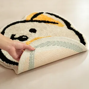Cute cartoon dog fluffy floor mat absorbent non-slip bedroom bathroom decorative rug.