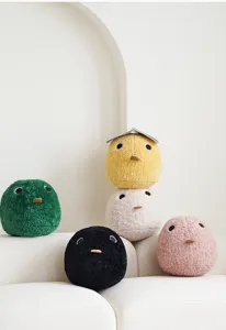 Fluffy round chick plush cushion cute stuffed animal pillow soft sofa decoration item