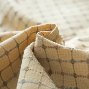 Zuiver katoen ruitjes stof textuur close up zacht comfortabel ademend huishoudelijk textiel