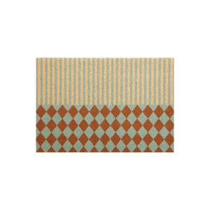 Retro loop pile door mat for home entrance, anti-slip geometric floor rug for hallway.
