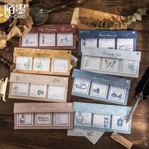 Σετ αυτοκόλλητων σημειώσεων ρετρό σειράς, διακοσμητικά vintage σημειωματάρια, 8 στυλ.
