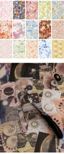 Conjunto de papel de scrapbooking floral y celestial vintage para diario y manualidades.