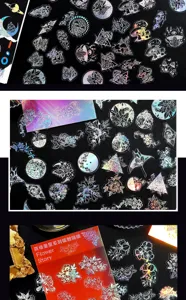 Holographic stickers waterproof aesthetic decorative journal scrapbooking craft cute designs pack