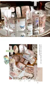 Cinta washi retro rollos de pegatinas PET para diario scrapbooking DIY 4 pzas
