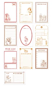 Détails du matériel de bloc-notes vintage avec divers motifs de lignes rétro et des illustrations.
