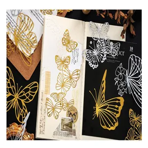 Infeel.Me carta decorativa farfalla scavata per scrapbooking, set oro e argento per diario.