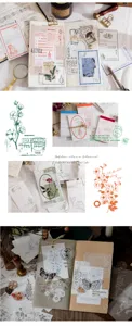 Bloc-notes matériel mixte vintage et papier journal rétro ligné pour le scrapbooking DIY.