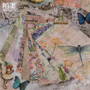 Papel de Material de Diario con Borde de Encaje Retro Vintage para Álbum de Recortes Papel de Papelería Decorativo de Bricolage Botánico Floral Astrológico Cielo Estrellado