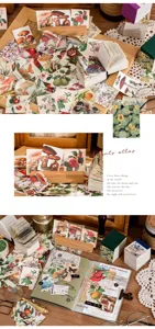 Vintage botanisch memo blok en sticker set voor DIY scrapbooking dagboek decoratie.