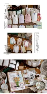 Juego de cinta washi vintage y pegatinas para diario, manualidades DIY y scrapbooking.