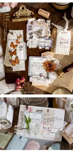 Detalles de pegatinas de material de diario retro, papel decorativo de bricolaje plano.