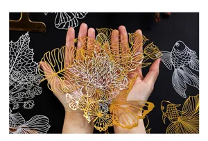 Fogli di carta per diario cavi in oro argento metallizzato, sfondi decorativi per bricolage.