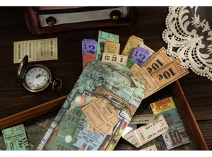 Vintage Aufkleber Set ästhetische Tickets Scrapbook Tagebuch Zubehör dekorative Artikel