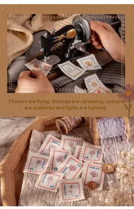 Autocollants de timbre en tissu vintage floral bricolage journal rétro esthétique déco
