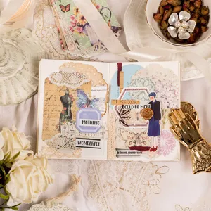 Papier de scrapbooking vintage dentelle autocollants décoratifs journal esthétique collage