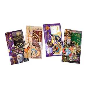 Confezioni adesive vintage per scrapbooking, carta artigianale dorata per diario, 4 stili.