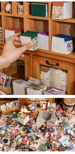 Vintage kunst notitieblok en materiaal papier set voor DIY journaling en scrapbook decoratie.