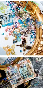 Autocollants papillon PET dorés pour journal scrapbooking et loisirs créatifs déco.