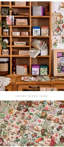 Gedetailleerd close-up uitzicht op botanisch materiaalboek en decoratief achtergrondpapier.