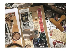 Retro washi sticker pack vintage journal decorative material DIY scrapbooking 4pcs