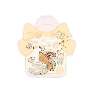 Cute PET sticker pack with gold foil butterfly design, perfect for scrapbooking and journaling.