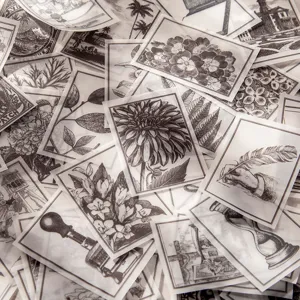 Libro de material de papel de vitela vintage pegatinas de diario en blanco y negro suministros de scrapbooking