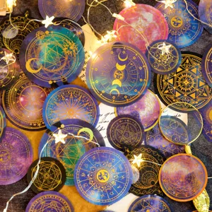 Set di adesivi decorativi in carta Washi dorata galassia per diario scrapbooking e bricolage
