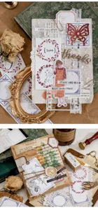Vintage journaling sticker set with vintage frames, quotes and decorative memo papers for crafts.