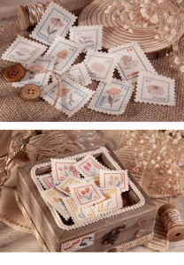 Ensemble d'autocollants de timbres en tissu floral rétro pour décoration de journal DIY 8 styles