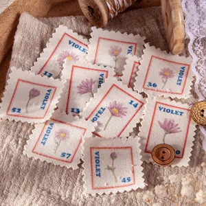 Autocollants de timbre en tissu floral vintage pour la papeterie et la decoration.