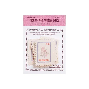Set d'autocollants en tissu pour scrapbooking, patchs timbres floraux pour journal et loisirs.