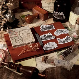 Vintage δερμάτινο ημερολόγιο σημειωματάριο scrapbooking ρετρό αυτοκόλλητα χαρτί