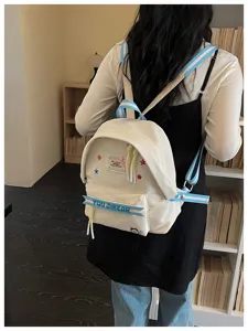 Zaino in tela da donna simpatico motivo a stelle borsa scolastica casual da lavoro quotidiano