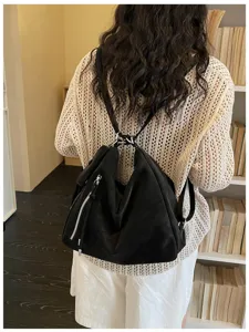 Casual retro large capacity slouchy shoulder tote backpack commuting fashionable women bag.