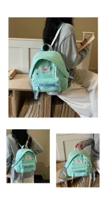 Zaino verde menta con stelle da donna, borsa casual e capiente ideale per il lavoro.