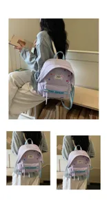 Zaino viola carino con stelle grande capacità borsa da scuola casual per donna