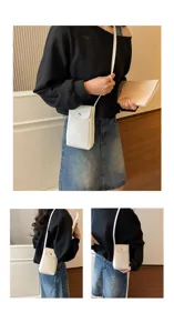 Bolso cruzado para teléfono blanco minimalista, pequeño bolso elegante de hombro.