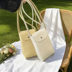 Mujer Casual Cuero PU Pequeño Bolso Cruzado Bolso de Hombro para Teléfono Móvil Moda Color Sólido Bolsillo con Solapa Bolso Diario