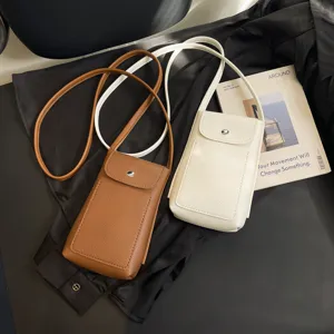 Bolso cruzado de cuero elegante para móvil, mini bolso de hombro informal minimalista.