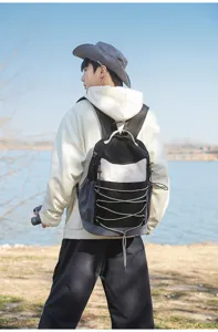 Sac à dos de randonnée minimaliste à cordon, sac de voyage sport loisir grande capacité.