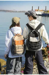 Sac à dos d'extérieur élégant pour hommes et femmes, grand sac de voyage avec cordon de serrage.