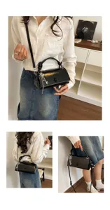 Minimalistische einfarbige Handtasche und stylische Umhaengetasche fuer Damen Alltag.
