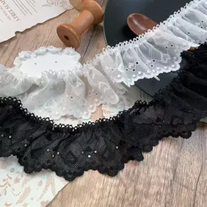 Heart Pleated Non-Elastic Lace Trim Ribbon For Lolita Hair Accessories Clothing DIY Decorative Craft Fabric