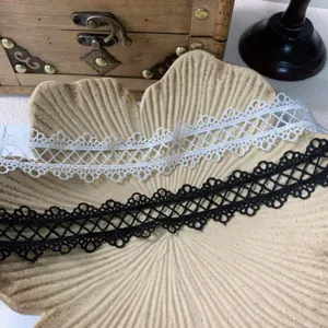 Pizzo nero e bianco rifinitura 3cm largo ricamato cavo cucito nastro per vestito decorazione